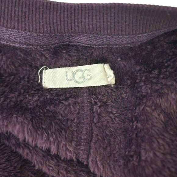 UGG Long Sleeve VNeck Velour Pullover Fuzzy Top Womens L Purple - Picture 4 of 5